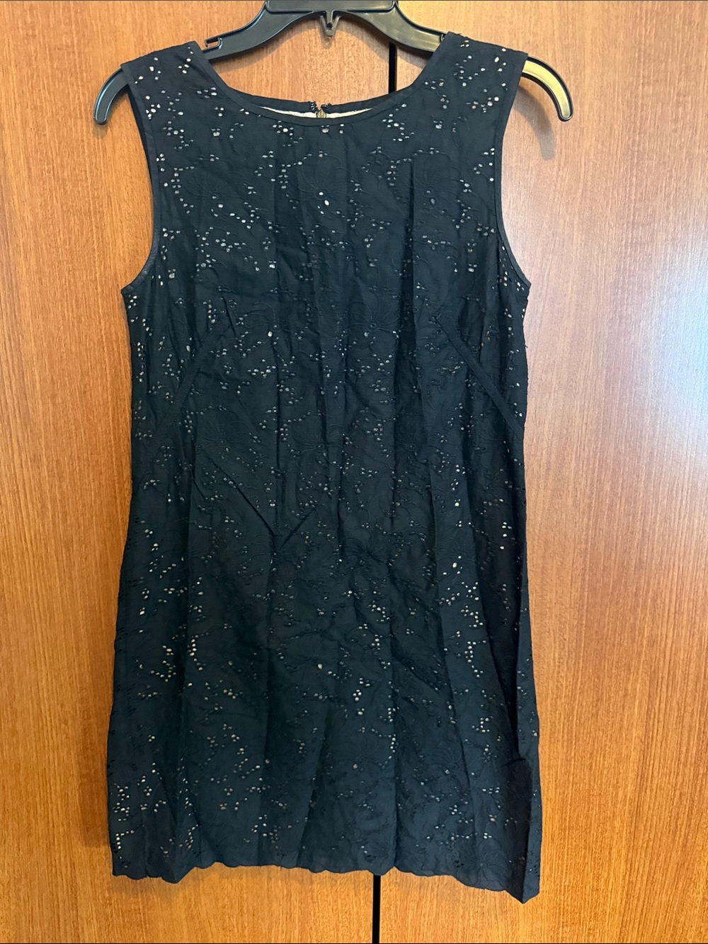 LOFT Black Sleeveless Eyelet Shift Dress